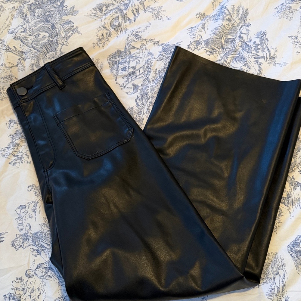 Zara Black Faux Leather Pants-4